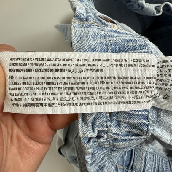 Abercrombie Kids High-Rise Paperbag Waist Shorts Light Blue Denim Size 13/14 - Picture 5 of 11